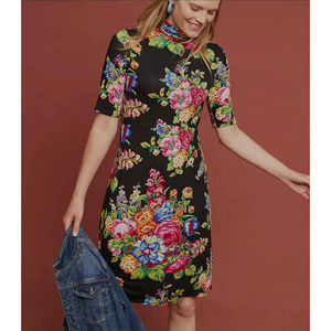 Anthropologie Ett:Twa Coreyell Floral Turtleneck Half Sleeve Dress. Size XS